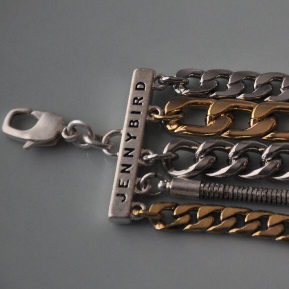 Jenny Bird Austin Multi Stand Mixed Metal Chain Link Bracelet Cuff - Picture 5 of 5